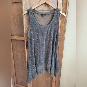 Curious forest green lace tank